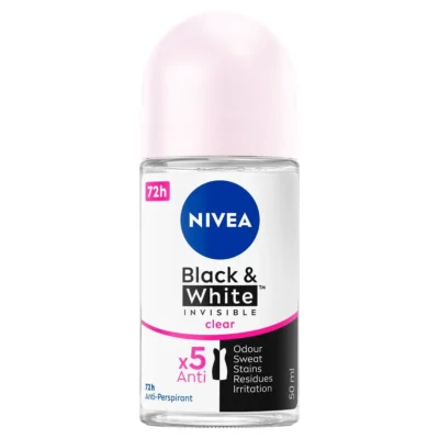 رول ضد تعریق زنانه نیوا مدل Black and White Invisible Clear – حجم 50 میل