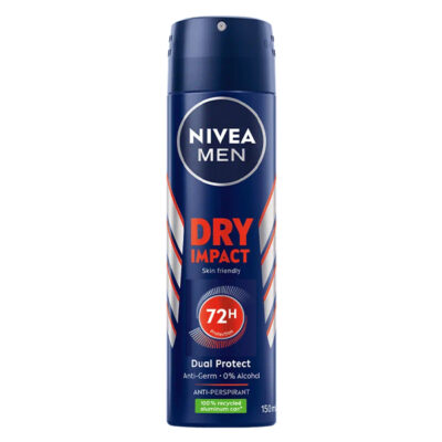 اسپری ضد تعریق مردانه درای ایمپکت نیوا Nivea Dry Impact Skin Friendly Spray 150Ml